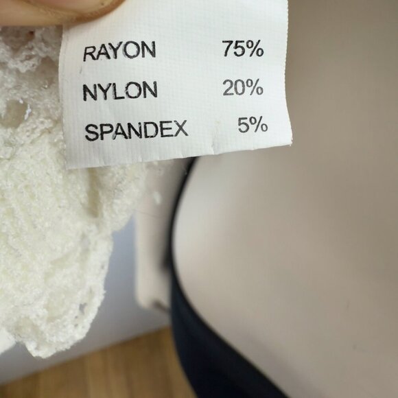 VINTAGE Crochet Cropped Boho Flowy Open Front Cardigan Bolero White Casa Donna S - Picture 6 of 7